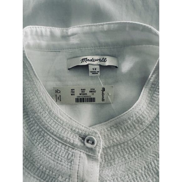 NWT Madewell Puff-Sleeve Band-Collar Shirt Size 12 - Picture 7 of 10
